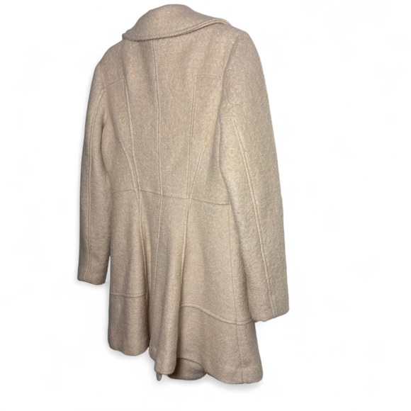 Guess Cream Wool Blend Coat Women’s Large | Zip Front Flared Jacket - Picture 5 of 7